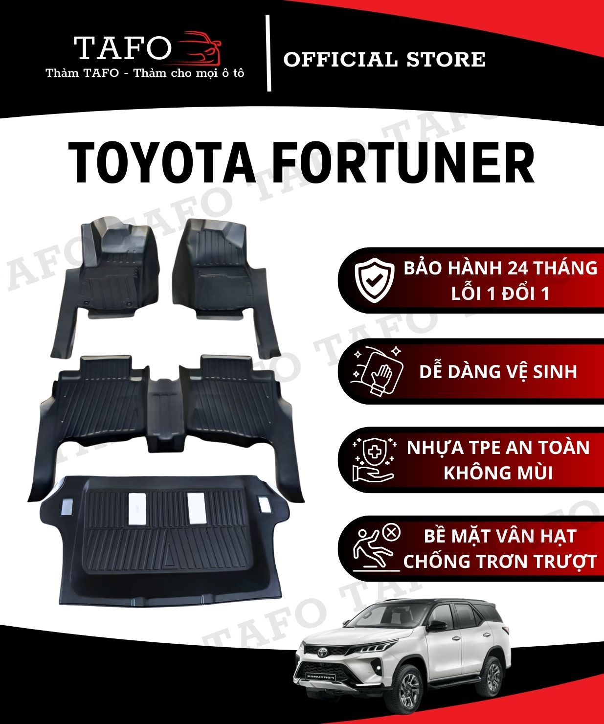 thảm lót sàn xe ô tô Toyota Fortuner 2017–2025 chính hãng TAFO thảm lót sàn xe ô tô Toyota Fortuner 2017–2025 chính hãng TAFO